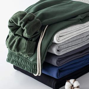 Pantalones de lana de algodón para hombre, pantalones de chándal cálidos de invierno con cintura elástica, pantalones de chándal transpirables teñidos de Color sólido al por mayor - Product Image 2