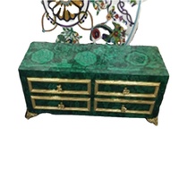 Console en pierre semi-précieuse malachite et bois, mobilier de salon moderne et luxueux pour la décoration intérieure et la chambre à coucher
