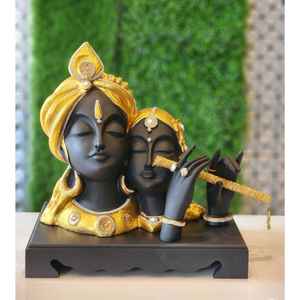 Statue décorative Radha Krishna magnifique, objet de collection, en polystone, multicolore, 17x12x17 pouces - Product Image 1
