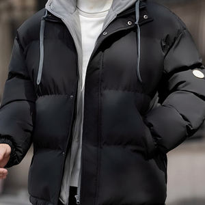 Veste matelassée à capuche imperméable et noire pour hommes, style tendance personnalisé, vente en gros de doudoune matelassée hiver Streetwear - Product Image 4