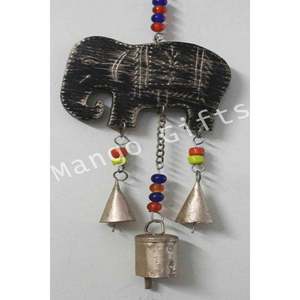 Antique Finish 42 cm <b>Elephant</b> Bells Indian Metal Craft Wall <b>Decor</b> Hanging Ornaments Traditional Creative for Living Handmade - Product Image 1