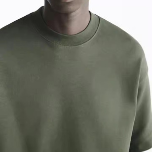 Camiseta informal holgada de algodón 100% para hombre, patrón sólido, bordado 3D, impresión Digital, tela de punto de 300 gramos, diseño en blanco - Product Image 4