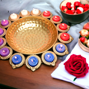 Ensemble de lampes à huile Diya Urli en fer forgé de 16 pouces, artisanat ethnique indien, décoration d'intérieur, pour les festivals, usage spirituel, écologique, portable - Product Image 2