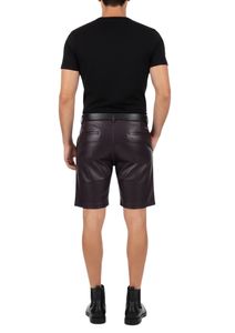 <b>Mens</b> <b>Black</b> Genuine Leather <b>Shorts</b> with Closure Button OEM and Wholesale Supply - Product Image 4