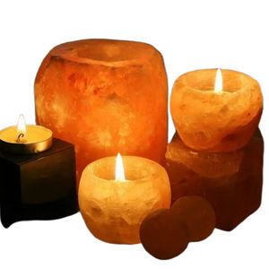 Bougeoirs en sel naturel de l'Himalaya Bougies chauffe-plat en cristal naturel rose roche deux trous bâtons de bougie en sel - Product Image 3