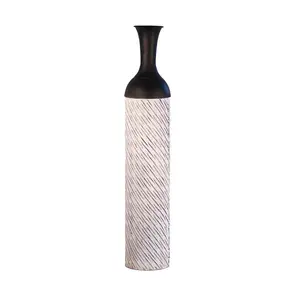 Металлическая ваза для цветов с античным серебряным покрытием, распылитель краски, рельефный дизайн, Круглый длинный шейный флакон, форма для украшения дома