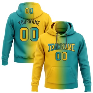 Directo de la industria, venta al por mayor, bordado en 3D, cosido personalizado, verde azulado, amarillo-negro, degradado, moda deportiva, Sudadera con capucha - Product Image 1