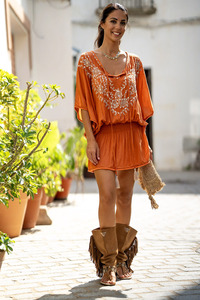 Vestido Túnica Bohemio de Alta Calidad para Mujer, Talla Grande, Bordado, Sexy, Casual, Vintage, Estilo Mexicano, para Playa - Product Image 6