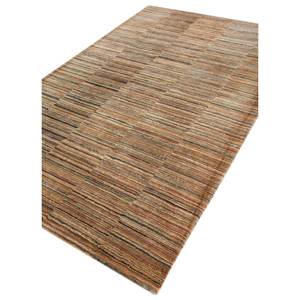 Acar Beige & <b>Brown</b> Striped Hand Tufted <b>Wool</b> & Viscose Rug for Home Use-Tra-14447 - Product Image 2