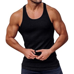 New Design Plus Size Men Sportswear Fitness Workout Tank <b>Top</b> Sleeveless Knitted Eco-Friendly Quick Dry Breathable Summer Casual - Product Image 3