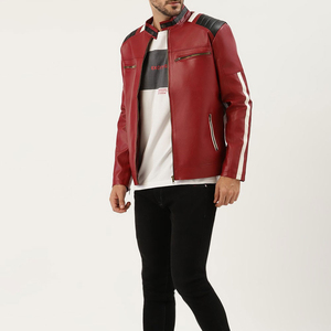 Chaqueta de cuero para hombre de traje de moda de diseño adecuado de fábrica, chaqueta de cuero de motorista para hombre de estilo único a bajo precio - Product Image 4
