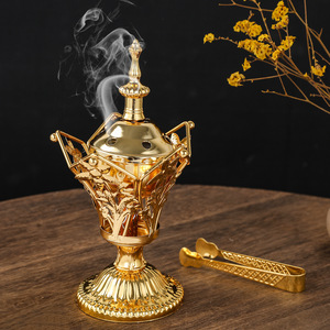 Brûleur d'encens en fer forgé à motif creux doré, style Moyen-Orient, pour intérieur, bougeoir, encensoir arabe, <span class=keywords><strong>église</strong></span>, maison - Product Image 6