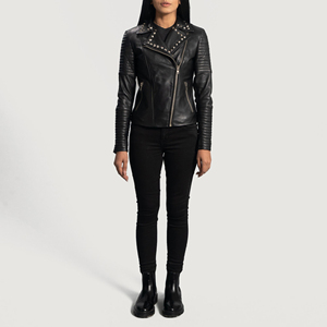 Vestes en cuir élégantes pour femmes en cuir véritable OEM Service Active wear Design de fantaisie Meilleur prix abordable d'usine Veste unique pour les femmes - Product Image 6