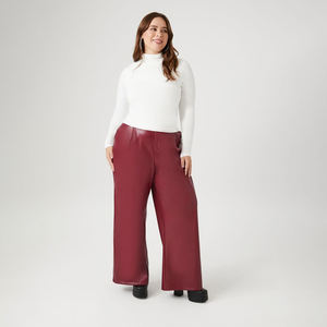 Pantalones de cuero de gran tamaño para mujer, tendencia de verano 2024, mallas decoradas elásticas de tamaño libre informales, logotipo de invierno plano medio transpirable - Product Image 2