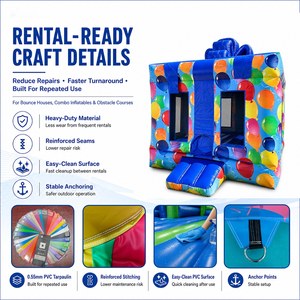Château gonflable commercial à thème ballons pour fêtes d'anniversaire, événements extérieurs et location en foire - Product Image 2