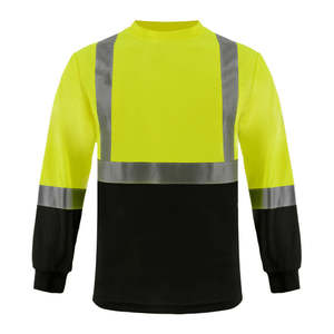 Sécurité réfléchissante haute visibilité personnalisée classe 2 T-shirts bicolores à manches longues avec manchette côtelée T-shirt en tissu 100% polyester Eyesbird - Product Image 1