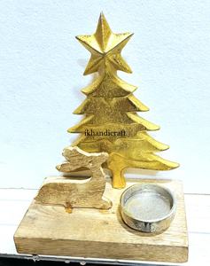 Portavelas de Té de Madera y Metal Plateado Hechos a Mano, los Más Vendidos de Amazon, Forma de Corazón, Níquel Crudo Dorado, Decoración del Hogar - Product Image 2