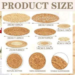 BOHO Juego de 13 Cestas tejidas Decoración de pared OEM ODM Materiales naturales Multiusos Hecho en Vietnam - Product Image 6