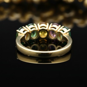 Anillo de Compromiso Minimalista Cristiano de Alta Calidad, Plata 925 Chapada en Oro de 18K, con 5 Piedras de Zafiro, Joyería Fina para Bodas y Fiestas - Product Image 4