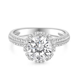 Jeulia Vintage Halo Engagement Ring Sterling Silver Lab Grown Diamond Open Ring - Product Image 2