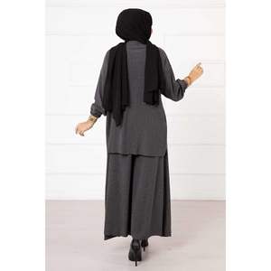 ชุดผ้าลูกฟูกสองชิ้นผ้าลูกฟูกแอนทราไซต์ลำลองของผู้หญิงเสื้อทรงผอมและล่างพร้อมโลโก้ที่กำหนดเองสำหรับฤดูใบไม้ร่วง - Product Image 2