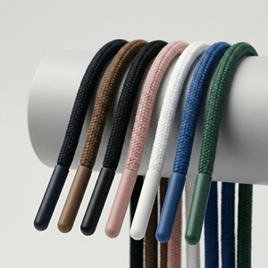 Cordon tressé ciré de couleur personnalisée avec embouts en caoutchouc |   Vêtement 100% polyester de luxe, écologique, diamètre 5 mm, longueur 90-180 cm - Product Image 6