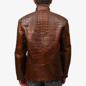 Veste d'hiver pour homme à manches longues en cuir et toile à col montant - Design personnalisable, coupe-vent et respirante - Product Image 2