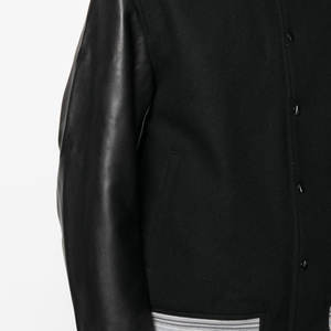 Chaqueta de cuero genuino Letterman superventas, mezcla de lana con cuello levantado, estilo callejero para la escuela, chaqueta Bomber universitaria - Product Image 5