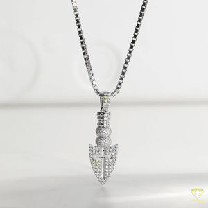 Cabeza de flecha con Cruz Moissanite Iced Out Colgante Plata de Ley 925 Joyería vikinga nórdica Regalo unisex - Product Image 3