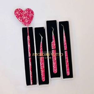 Pinzas para Pestañas GETUP BROSONS IMPEX Nuevas Personalizables de Acero Inoxidable con Recubrimiento Rosa Dólar y Agarre de Diamante con Espejo - Product Image 6