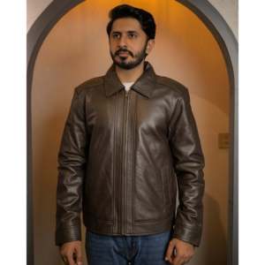 Veste en cuir véritable marron décontractée pour l'automne SF001, capuche amovible, fermeture éclair réversible, imperméable, doublure en peau de mouton, tailles XS à 6XL - Product Image 1
