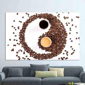 Tableau sur toile Yin Yang café : Décoration murale de café en verre trempé, encadré style galerie - Product Image 1