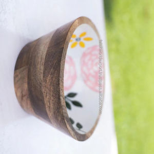 Mango madera clásico elegante cuenco a juego cucharones de madera para servir ensaladeras boda y regalo cuenco hecho a mano Falak World Export - Product Image 1