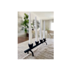 Bougeoir à bougie chauffe-plat de couleur noire bougeoir en métal vide fait à la main festival décoratif petit bougeoir d'Inde - Product Image 1