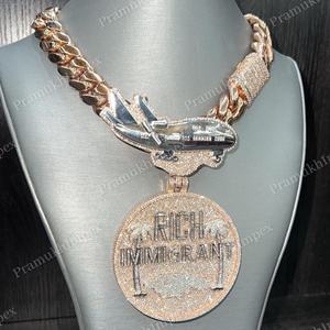 Trendy Unisex 925 Sterling <b>Silver</b> Pendant Custom Two Tone VVS Moissanite Cut Diamond Fully Iced <b>Letter</b> Gold Plated for Parties - Product Image 2