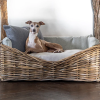 Fábrica atacado natural lindo rattan rectangular cão cesta mais altos padrões handwicker cama para animal de estimação do Vietnã