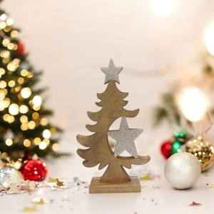 Rustic Wooden Christmas Tree <b>Decor</b> <b>Star</b> Topper Festive Tabletop Holiday Accent Gift - Product Image 3