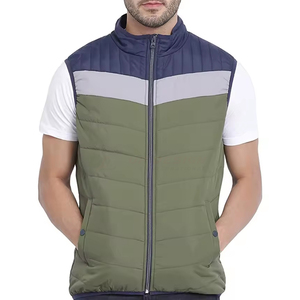 Gilet d'hiver matelassé respirant pour homme, col montant, deux poches latérales, polyester/nylon, dernier design, couleurs personnalisées, logo, fermeture éclair - Product Image 1