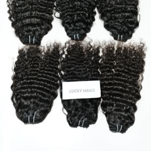 Extensiones de cabello humano crudo indio rizado de trama doble a máquina 100% al por mayor calidad natural sin estilos de procesamiento químico - Product Image 1