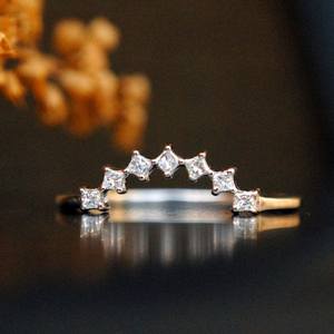 Princess Lab Grown Diamond Anillo de compromiso 10K Gold Wedding Band Regalo para su amor - Product Image 3