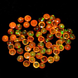 Opale d'Éthiopie AAA, cabochon rond de 4 mm, opale d'Éthiopie Welo naturelle orange, pierre précieuse multicolore, cabochons à dos plat pour bijoux - Product Image 1