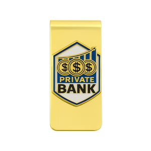 Bank Souvenir Giveaway <b>Gifts</b> Brand Logo Custom Gold-Plated Zinc Alloy Casting Money Clip with Letters Design for <b>Men</b> - Product Image 4