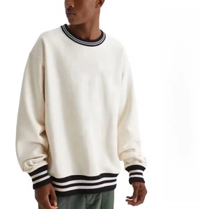 Custom Men's Oversize Organic Cotton Sweatshirt Ribbed Crewneck Hoodie in Plus Size Embroidered Winter Digital Printed - Product Image 4