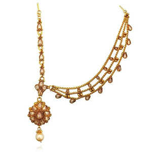 Real Creation AD Stone Copper Side Maang Tikka Frente de moda Jewelry-FBB0105 - Product Image 1