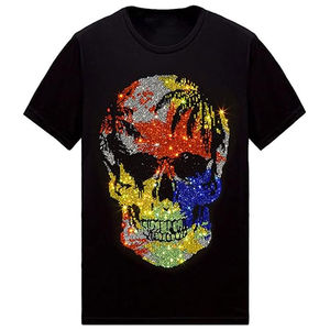 100% algodón de alta calidad fabricantes de ropa hombres moda algodón camisetas logotipo personalizado estampado diamantes de imitación camisetas - Product Image 1