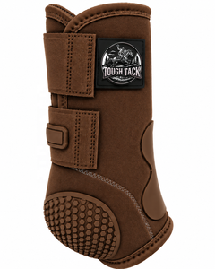 Protège-jambes pour chevaux Tough Tack en microfibre marron avec semelle Hex Grip pour l'équitation 2026 - Product Image 2
