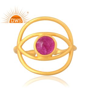 Venta caliente 925 Plata de Ley Natural 18K Chapado en oro Aventurina Cuarzo rojo Anillo de piedras preciosas Fabricante de joyería personalizada - Product Image 2