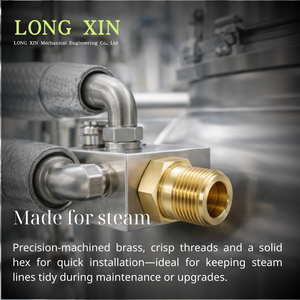 LONGXIN Raccord à visser en laiton BSPT R1/2-14 mâle, bouchon hexagonal 22 mm L52 mm pour conduite de vapeur JTSP-12PM - Product Image 4