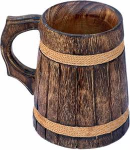 Mug à bière en bois personnalisable TIMELESS CRAFT, design classique fait à la main, emballage en boîte, cadeaux d'affaires pour le café et la bière - Product Image 1