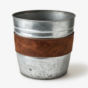 Elegante maceta rústica de cuero galvanizado, trabajo artesanal hecho a mano que ofrece fuerza y acento decorativo para la vegetación - Product Image 6